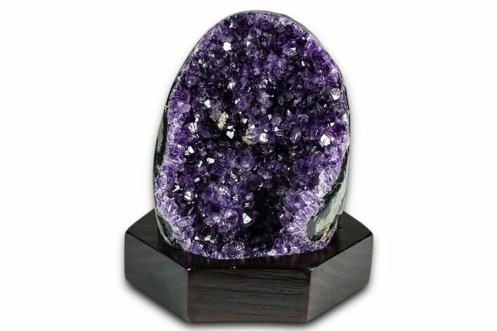 Deep Purple Amethyst Geode With Wood Base - Uruguay #368332